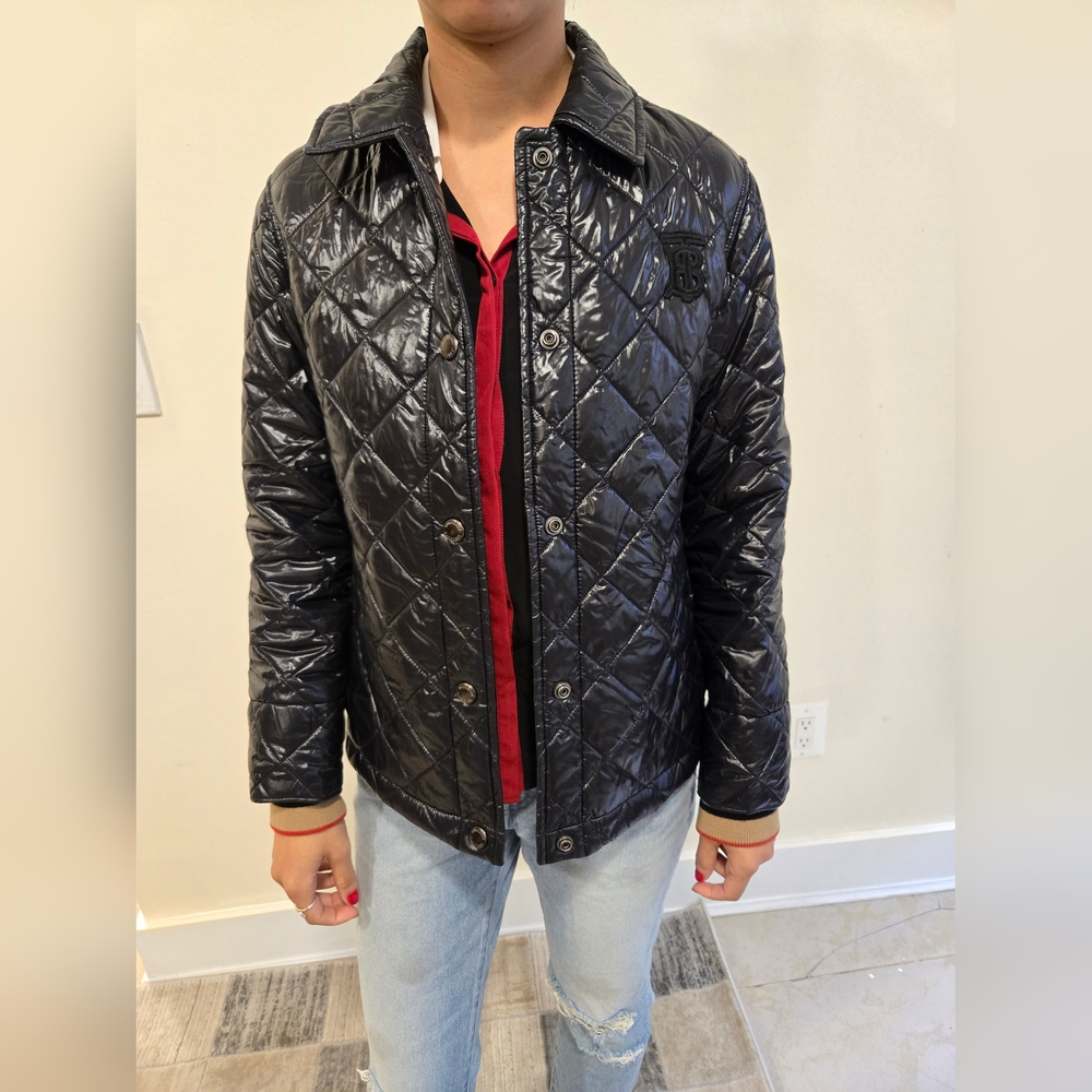 Burberry Black Bainton Icon Stripe Cuff Down Jacket XS